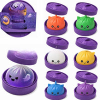 Purple ghost dumpling squishy being squeezed